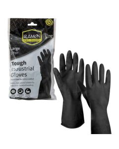 C00483 Heavy Duty Black Large Rubber Gloves