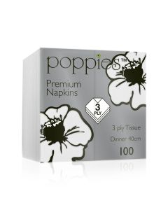 C0019B Poppies 40cm 3ply Grey Napkins