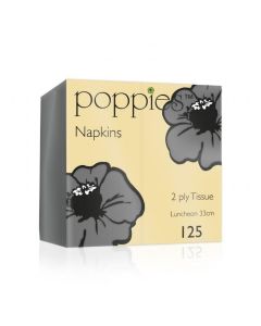 C0027B Poppies 33cm 2ply Grey Napkins