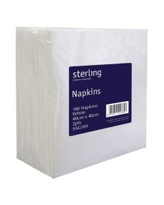 C0028B Sterling 40cm 2ply White Napkins