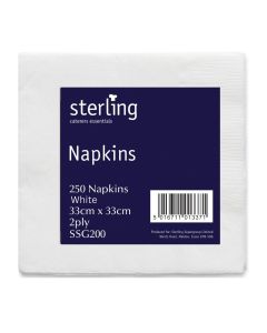 C00261 Sterling 33cm 2ply White Napkins
